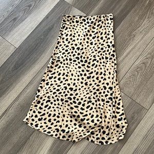 Leopard print silk slip skirt